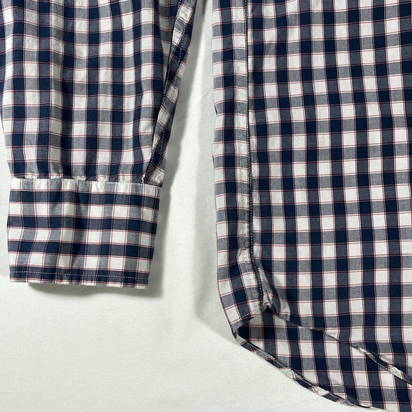 J. Crew mens navy white red plaid long sleeve button down shirt - size M - Picture 5 of 8